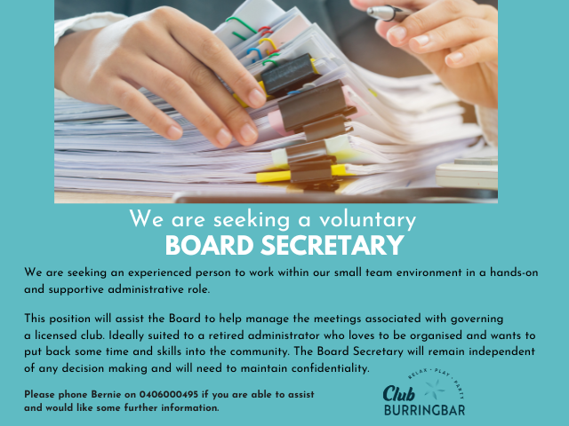 CB Board Secretary advert 640 x 480 px