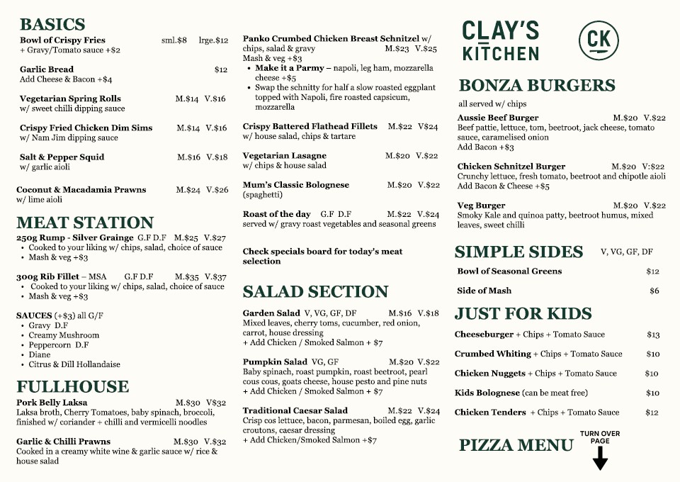 clay kitchen menu front
